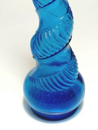 Vintage Italian Empoli Rossini Art Glass Genie Bottle Decanter Blue Design 17 