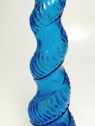 Vintage Italian Empoli Rossini Art Glass Genie Bottle Decanter Blue Design 17 