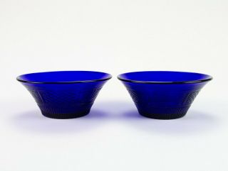 Imperial Diamond And Sunburst Cobalt Blue Cereal Bowls Set,  Vintage Mma Museum
