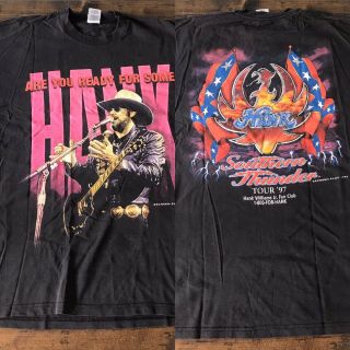 1997 Hank Williams Jr Are You Ready For Some Southern Thunder Tour T Shirt Xl