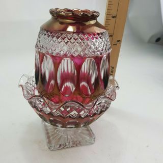 Vintage Ruby Red Glass 2 Piece Fairy Lamp