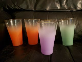 5 Vintage Pastel Colored Blendo Drinking Glasses 3 Colors 5 1/4 " H