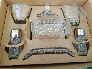 Vintage Anchor Hocking Early American Prescut 7 Piece Table Service Set