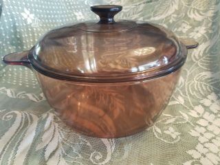Corning Ware Amber Visions Cookware 4.  5 L Dutch Oven Stock Pot W/lid Made In Usa