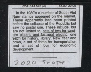 Viet Nam 1975 Unlisted Scott Rural Electrification Deluxe Die Proofs YT526 - 527 2