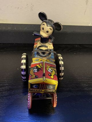 Vintage 1950’s Mickey Mouse Lever Action Model Toy Tin Tractor Still.