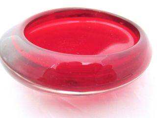 Whitefriars Geoffrey Baxter Elliptical Shape Cherry Red British Art Glass Bowl