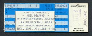 1986 Neil Diamond Full Concert Ticket San Diego Heartlight