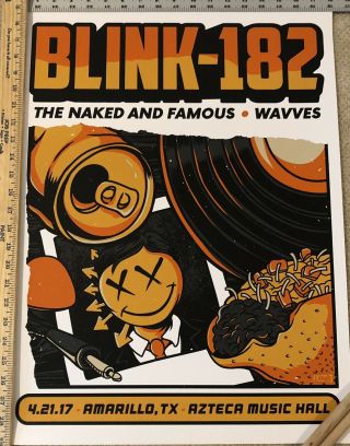 Blink 182 Concert Poster - Amarillo Tx 2017 - Rare