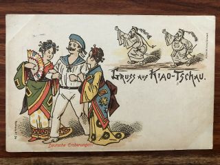 China Old Postcard German Sailor Kiautschou Tsingtau To Germany 1900
