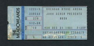 1981 Rush Concert Ticket Stub Meadowlands Nj Exit Stage Left Tour