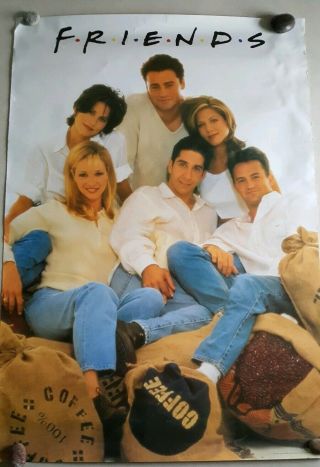 Friends Tv Show 1997 The Cast On Coffee Bean Bags Poster 27 " X40 "