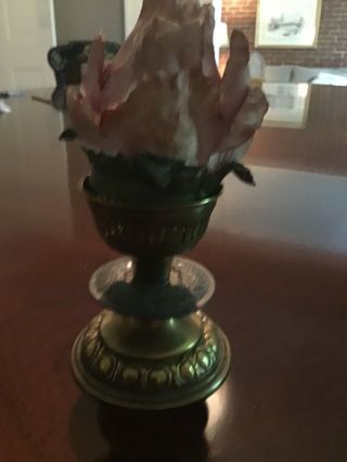 Clarke Fairy Lamp/ Porcelain Rose On A Stand