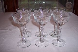 Set Of 6 Vintage Rock Sharpe Arctic Rose Cut Liquor Cocktail Glasses