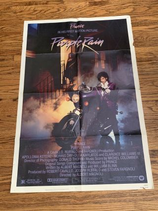 Prince Purple Rain Folded Movie Poster Rare