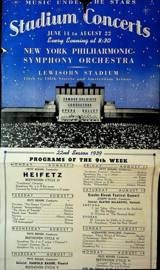Stadium Concerts Poster August 9 1939 Programs Of Week Fritz Reiner