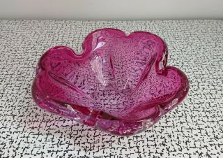 50s 60s Retro Vintage Pink Freeform Art Glass Dish Bowl Ashtray Murano Sommerso