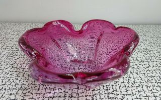 50s 60s Retro Vintage Pink Freeform Art Glass Dish Bowl Ashtray Murano Sommerso 2