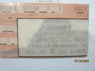 Madonna - Like A Virgin Tour - Vintage Concert Ticket Stub - 1985 Dallas Texas 1985