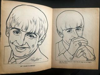 1964 THE BEATLES OFFICIAL COLORING BOOK w B&W PHOTOS SAALFIELD PUB. 2