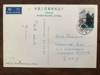 China Old Postcard Maximum Card Brush Blooming Dream Changsha To Italy 1987
