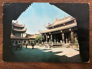 China Taiwan Old Postcard Lung Shan Temple In Taipei To Italy 1976