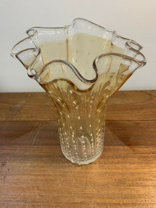 LARGE VINTAGE ART GLASS VASE MID CENTURY Hand Blown Studio Splash Clench 2