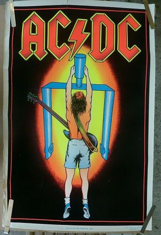 Rare Ac/dc Flick Of The Switch 1983 Vintage Black Light Music Poster