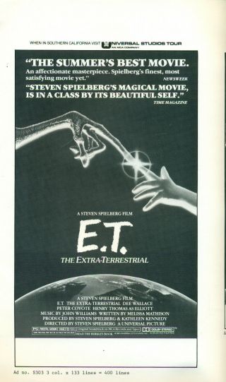 E.  T.  The Extra - Terrestrial1982 Promotional Ad Campaign Material For Theaters