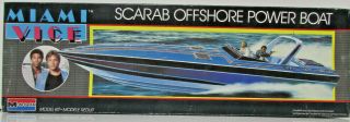 Miami Vice Scarab Offshore Powerboat Model Kit,  Monogram Kit 3104,  1:36 Scale