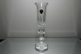 One (1) Waterford Lismore Lead Crystal Bud Vase 9 " Tall With Sticker Signed