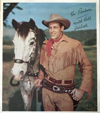 Exc Orig Guy Madison Wild Bill Hickok 1950s Tv “signed” 8.  5x11 Premium Photo Vf