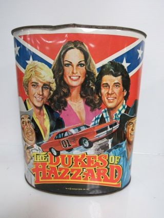 Vintage 1981 Dukes Of Hazzard Metal Trash Can 13 " Bt043