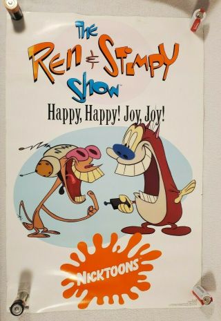 Vintage Ren And Stimpy Show Poster 1992 Nicktoons Happy Happy Joy Joy