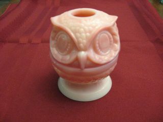 Vintage Fenton Rosalene Glass Owl Fairy Lamp Light