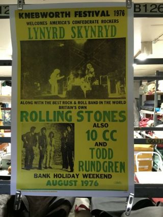 Rolling Stones,  Lynyrd Skynyrd,  1976 Concert Poster Knebworth