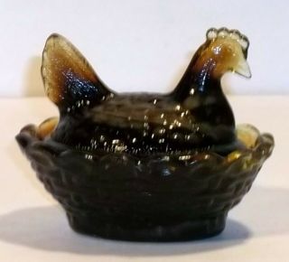 Boyd Glass Made In 1983 Chick Hen Salt Slag Molasses Brown Hand Signed Fund