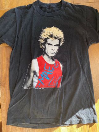 Vintage 1983 Billy Idol Black T - Shirt L W Dead Boys And Real Concert Stub Tix