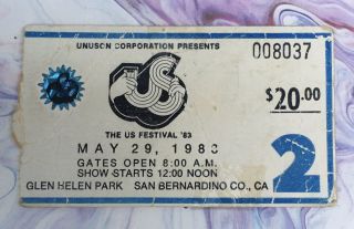 1983 Us Festival Metal Day Concert Ticket Stub Van Halen Motley Crue Scorpions