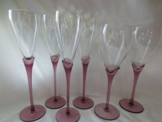 4 Colony Amethyst Stem Champagne Glasses & 2 Wine Glasses / Goblets