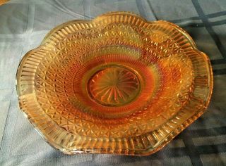 Vintage Iridescent Amber Marigold Carnival Glass,  Round Ashtray