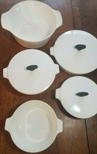 Vintage MCM 8 - Piece Corning Ware White Buffet Servers Casserole Dishes With Lids 3