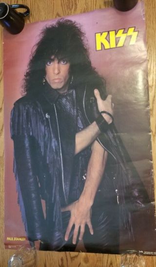 Kiss - Paul Stanley 1986 Unmasked Poster 22x34 Rare Rock 80s Army Metal Print