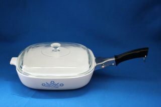 Vintage Coringware Blue Cornflower P - 10 - B Skillet/casserole Dish W/lid & Handle