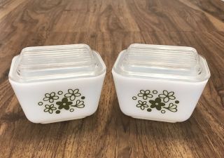 Set Of 2 Vintage Pyrex Refrigerator Dishes Spring Blossom 1 1/2 Cup 501b Euc