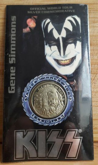 Kiss Gene Simmons 1997 Silver Commemorative Coin Alive Worldwide Tour