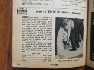 Oct.  1,  1966 TV Guide (RICHARD MULLIGAN/THE HERO/BRIAN KEITH/FAMILY AFFAIR 3