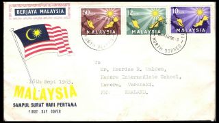 Malaysia 1963 Sampul Surat Haru Pertama Fdc To Nz (u) North Borneo