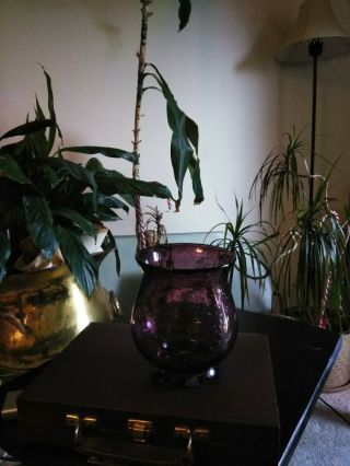 Vintage Amethyst Depression Era Glass Footed Vase
