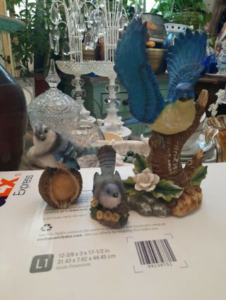 Vintage Collectible Porcelain Birds Figurines Lefton China Blue Birds